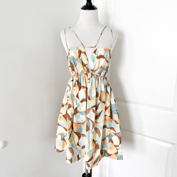 SOLD. Abercrombie & Fitch Abstract Print Strappy Front Babydoll Mini Dress - Picture 1 of 7